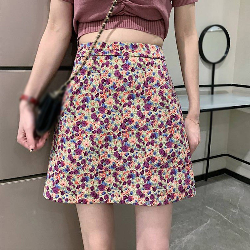 Chân Váy Hoa Lưng Cao Phong Cách Retro Xinh Xắn Cho Nữ