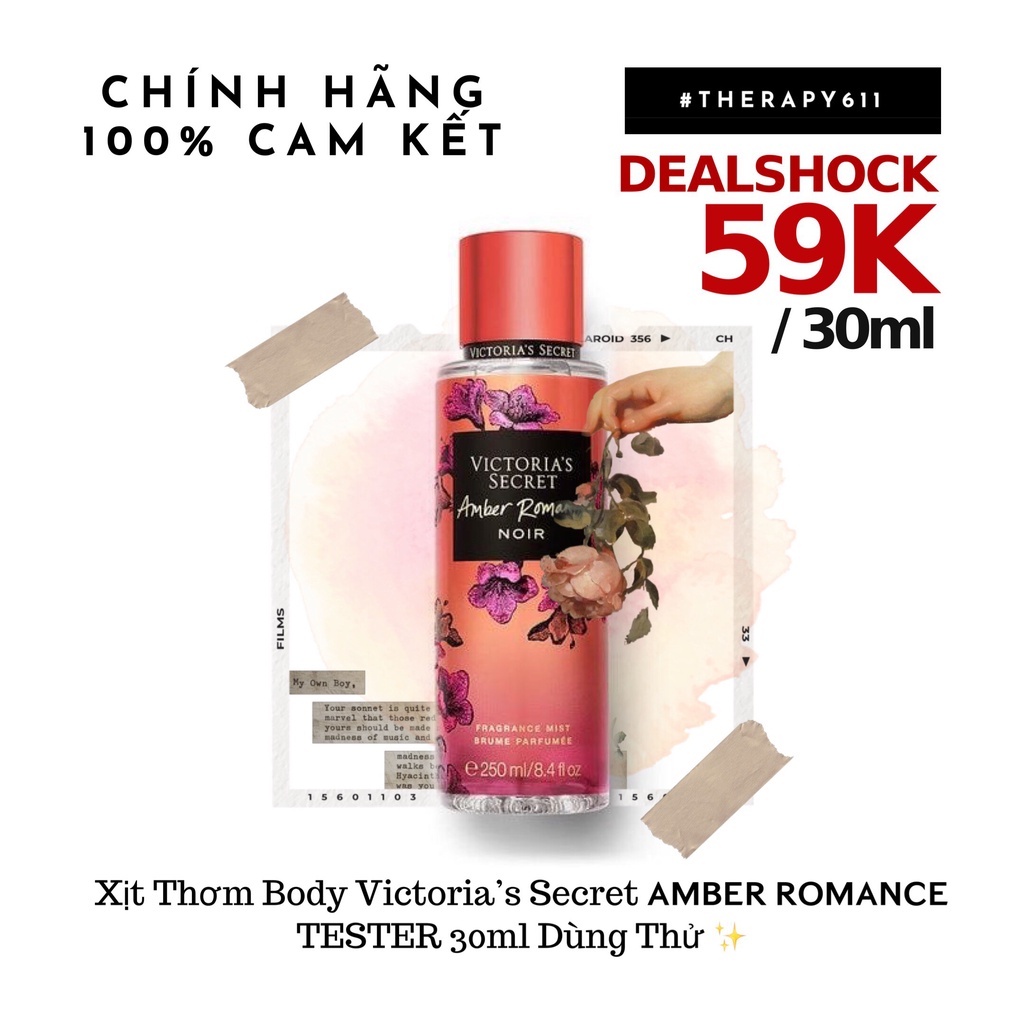 [𝗦𝗔𝗟𝗘]..::✨Xịt Thơm Body Victoria’s Secret Amber Romance Noir 50ml/100ml/250ml✨::..