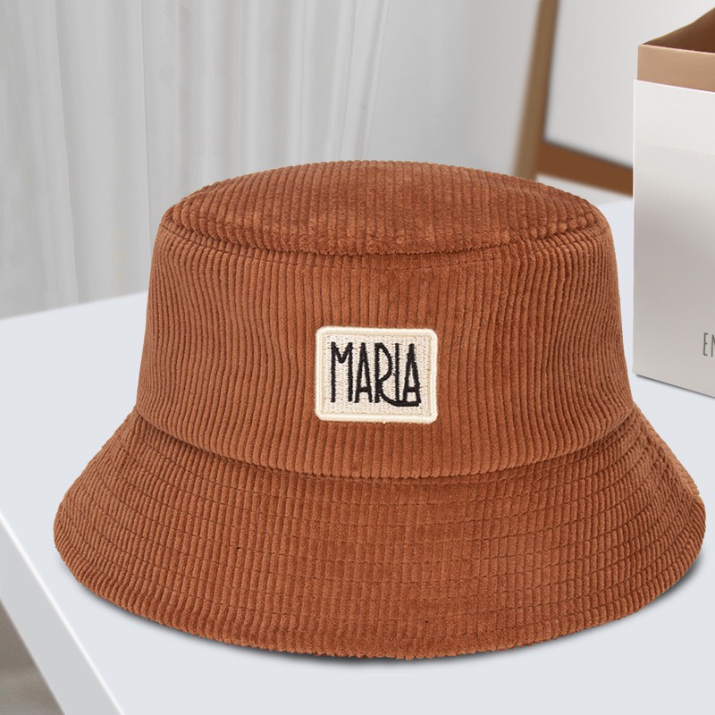 Mũ Bucket Nón Tai Bèo Vành Cụp Nhung Gân Thêu Chữ Maria 469 Nhiều Màu Sắc Ulzzang Form Unisex Nam Nữ - Hazo