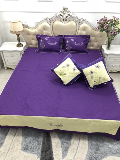Bộ chăn ga gối Satin queen mùa cưới 7 món | BigBuy360 - bigbuy360.vn