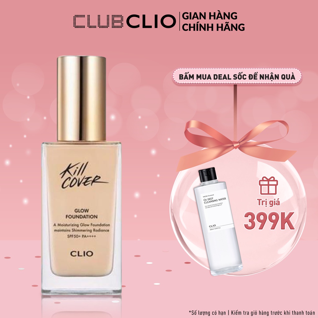 Kem Nền Bóng Mượt CLIO KILL COVER GLOW FOUNDATION SPF50+ PA++++ 38g