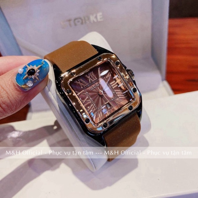 Đồng hồ đeo tay nữ Guou mặt vuông dây da cao cấp, thời trang Hàn Quốc đẹp giá rẻ [Tặng bông tai] | BigBuy360 - bigbuy360.vn