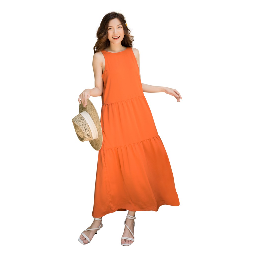 Đầm Maxi Nữ Vải Lụa Trơn 4 Màu 46-64 kg - MEEJENA - 3393 | BigBuy360 - bigbuy360.vn