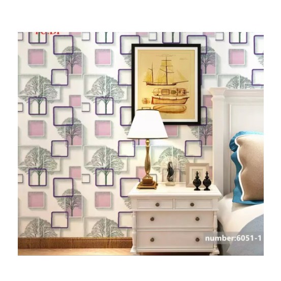 Decal giấy dán tường ô vuông cây xanh khổ rộng 0.45m (nhiều màu)