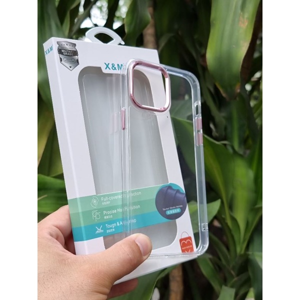 Ốp lưng X&amp;M trong suốt viền camera xi màu cho iphone 13 pro max , 13 pro , 13 , 12 pro max không ố vàng