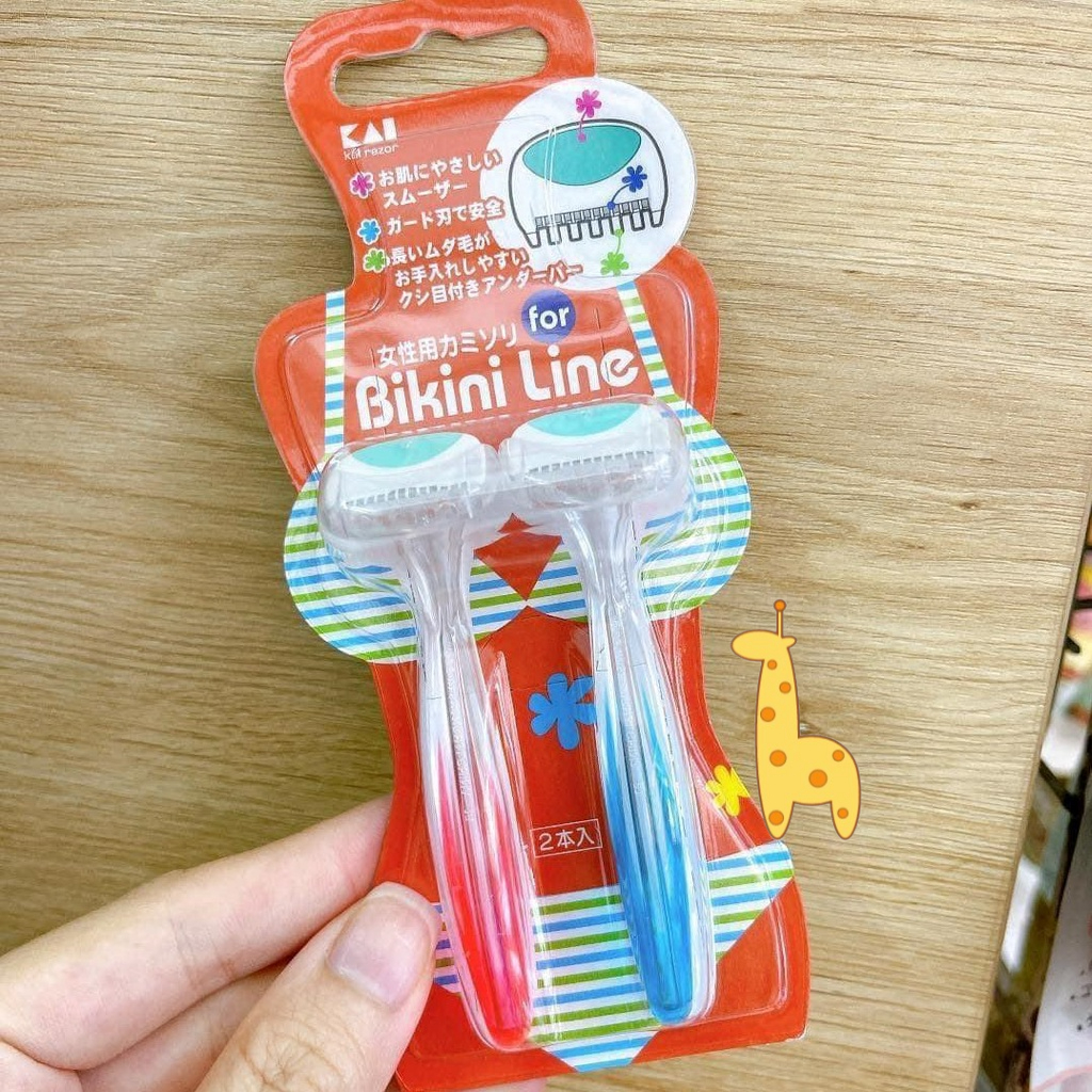 Dao Cạo Bikini Thân Nhựa Kai Razor For Bikini Line Bộ 2 Cây Của Nhật An Toàn Không Làm Tổn Thương Da