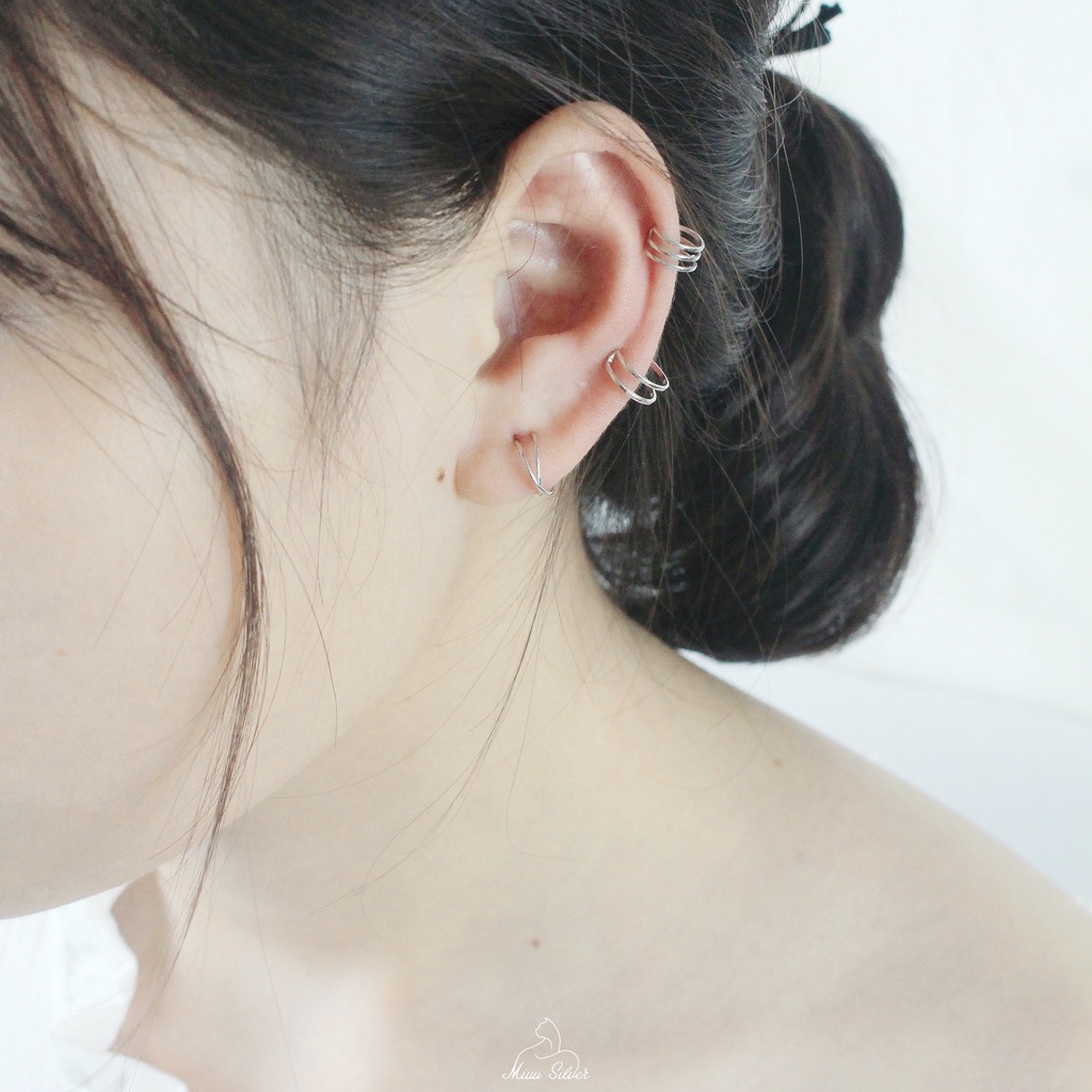 Khuyên tai bạc kẹp vành 3 mẫu Miuu Silver, bông tai nữ earcuff