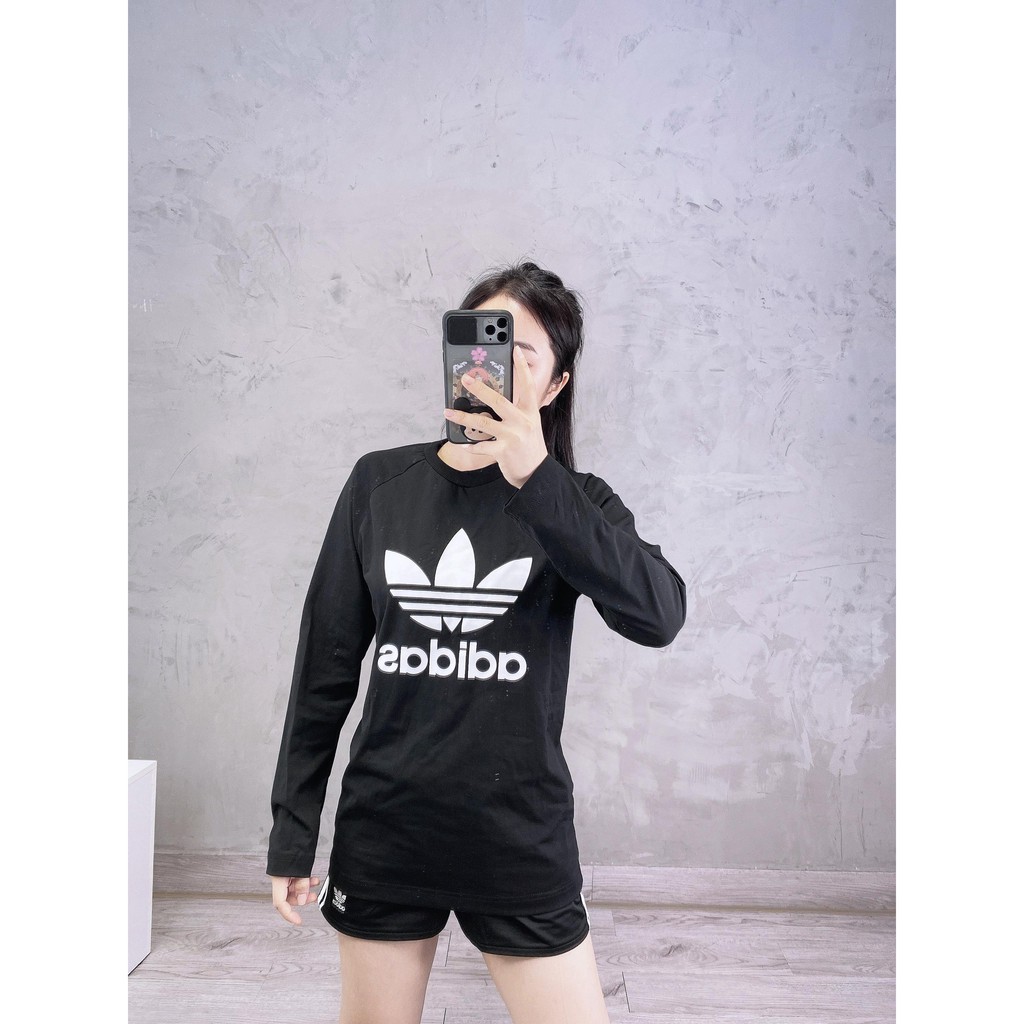 (HÀNG XUẤT XỊN) Áo das đen tay dài 616 TREFOIL LS TEE full tag code  Size XS S M L