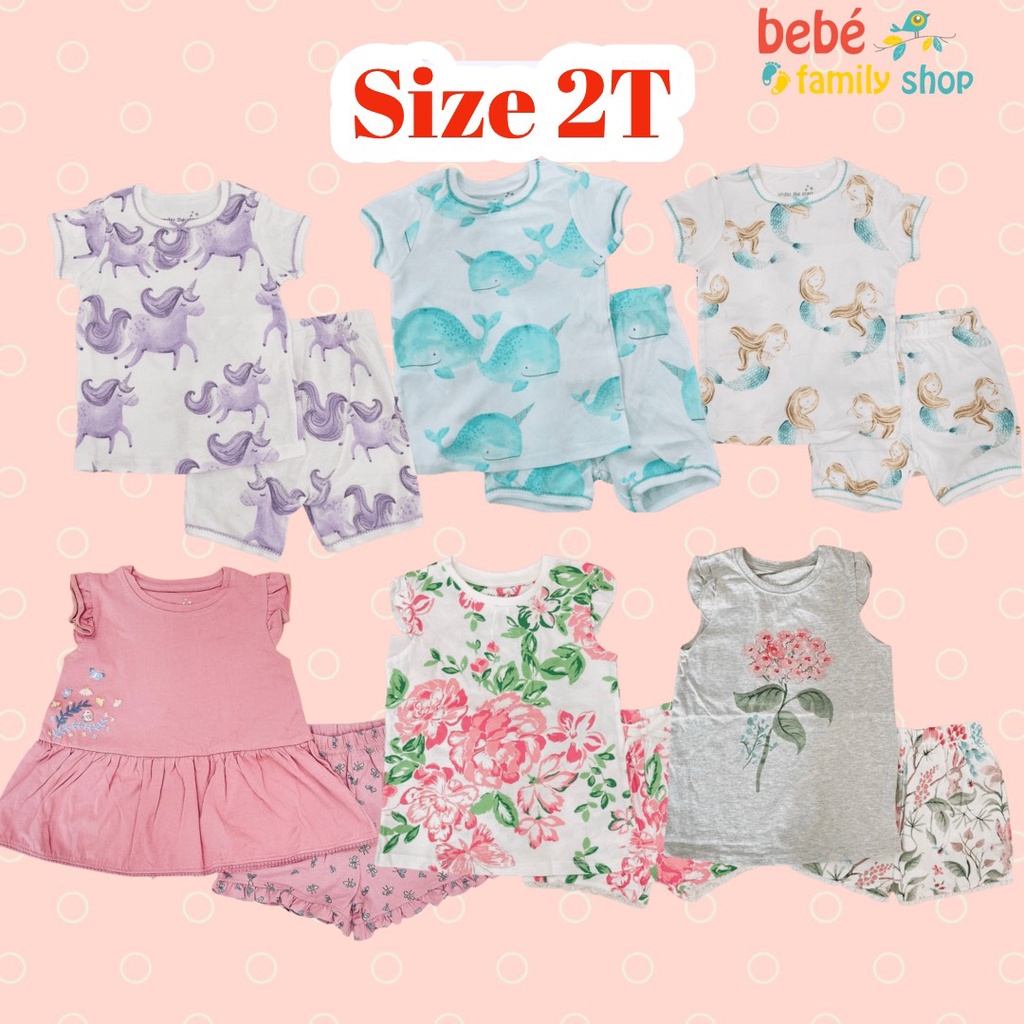 [Size 2T] Set bộ cộc bé gái Next xuất dư xịn thun cotton SGN