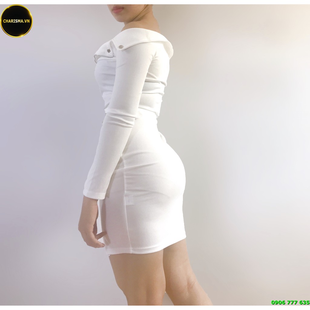 Đầm Body Dây Kéo Xéo Kèm Thắt Lưng Rời  Quý Tộc và Phá Cách