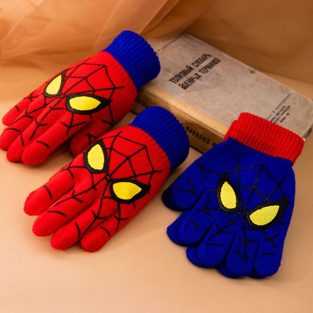 Găng tay giữ ấm chống gió bằng acrylic mềm hình người nhện đơn giản cho trẻ em