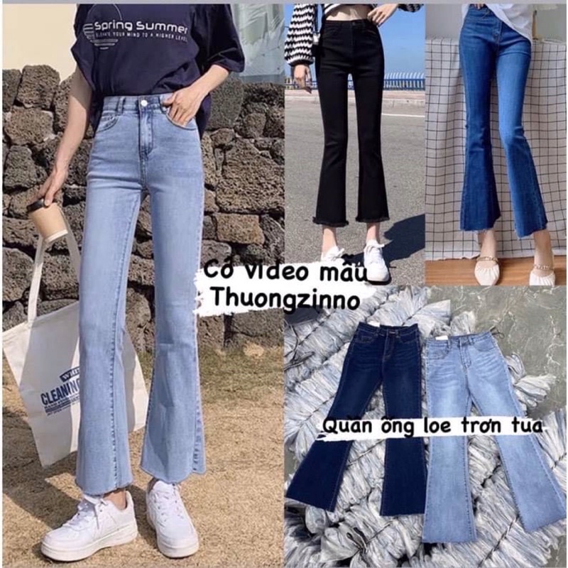 [Ảnh thật/Video]Quần ống loe cắt gấu nhiều màu tôn dáng