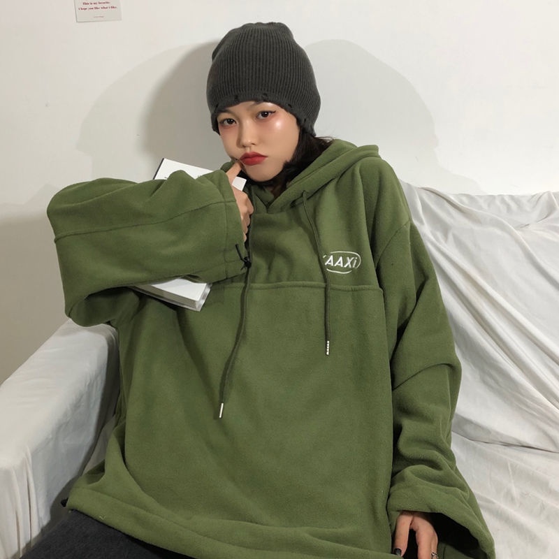 Áo hoodie COZOKC tay dài dáng rộng thêu chữ phong cách hiphop