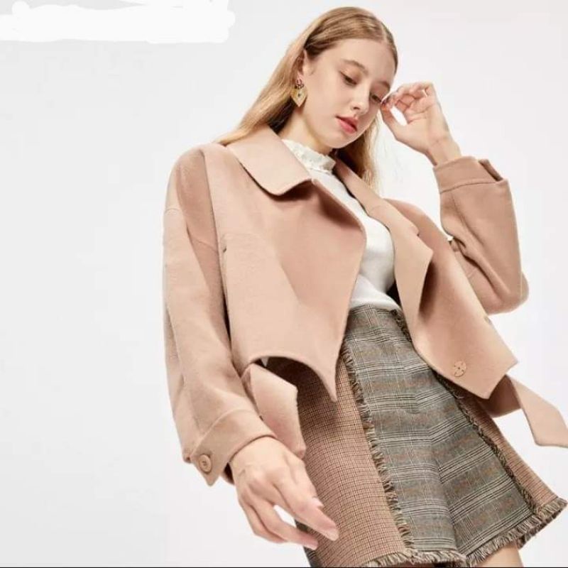 Áo dạ ép lông cừu dáng ngắn hàng hiệu cao cấp