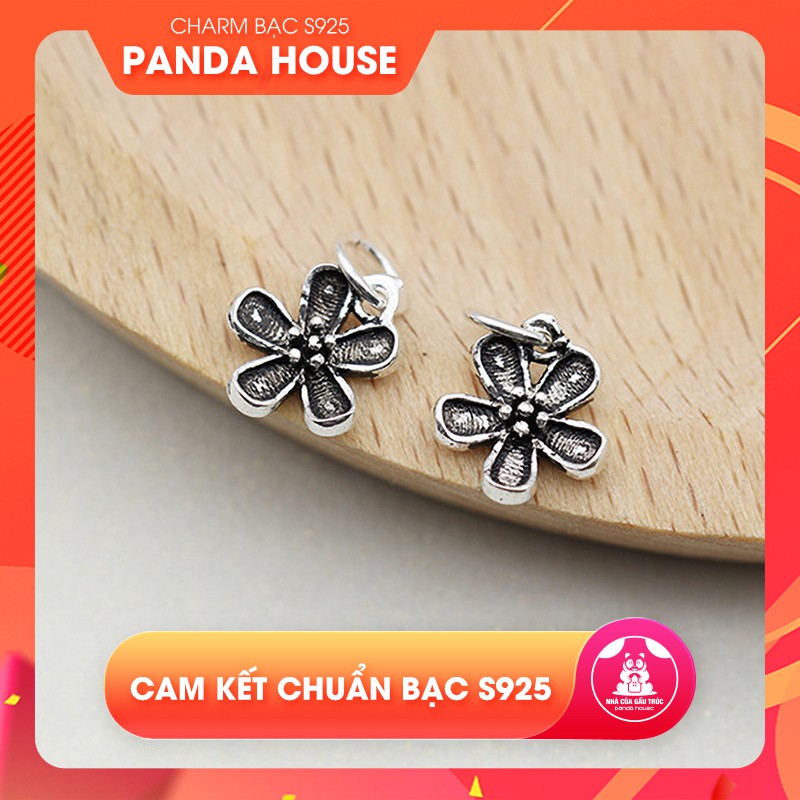 Charm bạc s925 hình bông hoa năm cánh (charm treo) size 10x11.5mm - Panda House