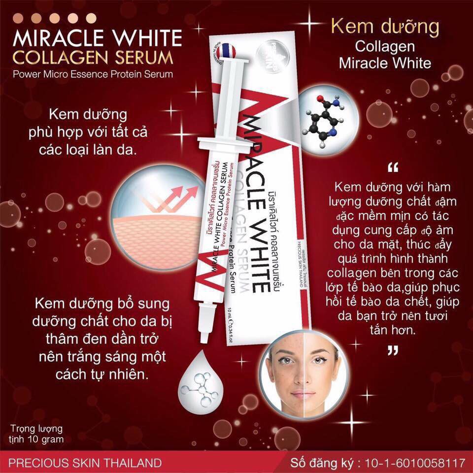 SERUM DƯỠNG DA VÀ GIẢM THÂM NÁM MIRACLE WHITE COLLAGEN 10ml