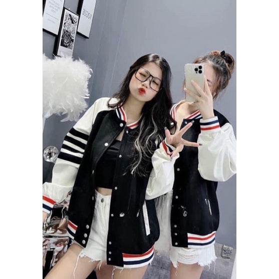 Áo Khoác Bomber THOM siêu Hot,Áo Khoác Bomber unisex mặc đôi hoặc đơn đều xinh