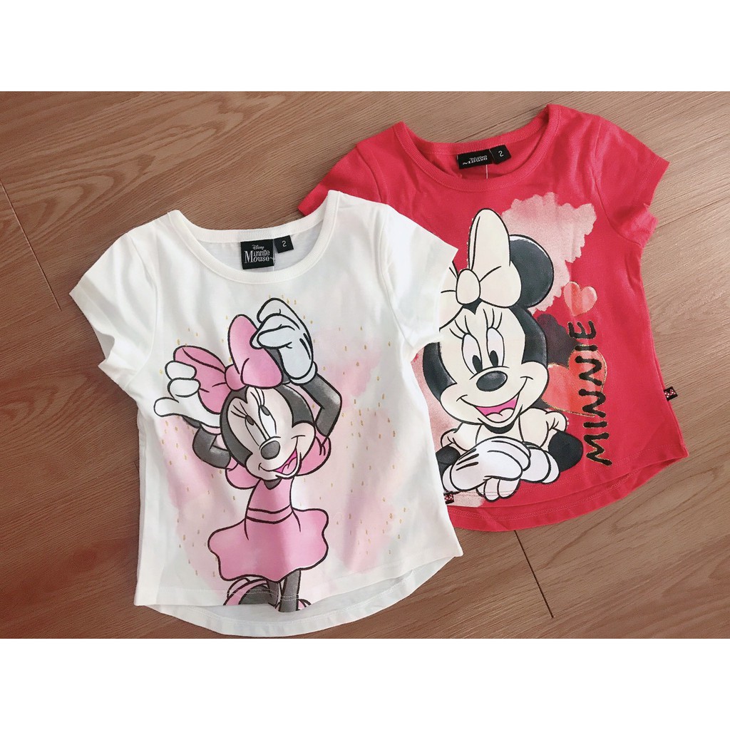 Áo thun bé gái 2-8 tuổi hàng Disney xuất xịn, Áo cộc tay cho bé hình Mickey vải cotton co giãn thấm hút mồ hôi