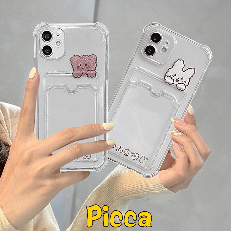 Ốp Điện Thoại TPU Mềm Trong Suốt In Hình Gấu / Thỏ Dễ Thương Cho Iphone 11 12 13 14 Pro Max 6 6S 7 8 14 Plus Xr X Xs Max SE 2020