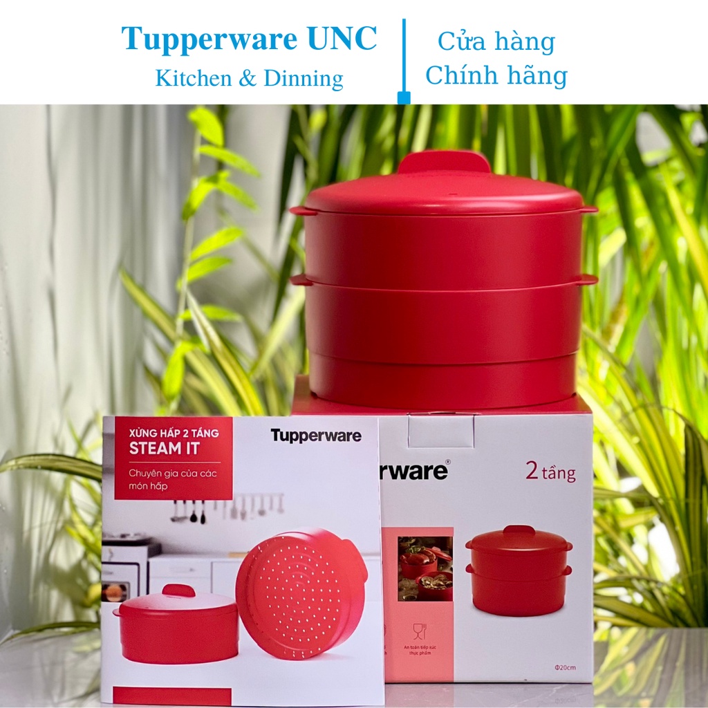 Xửng hấp Tupperware Steam It 2 Tầng – Màu Đỏ