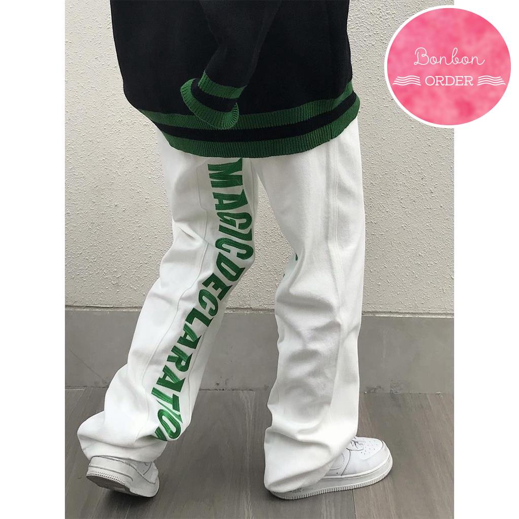 QUẦN JEAN ULZZANG ỐNG RỘNG PHỐI CHỮ HIPHOP -