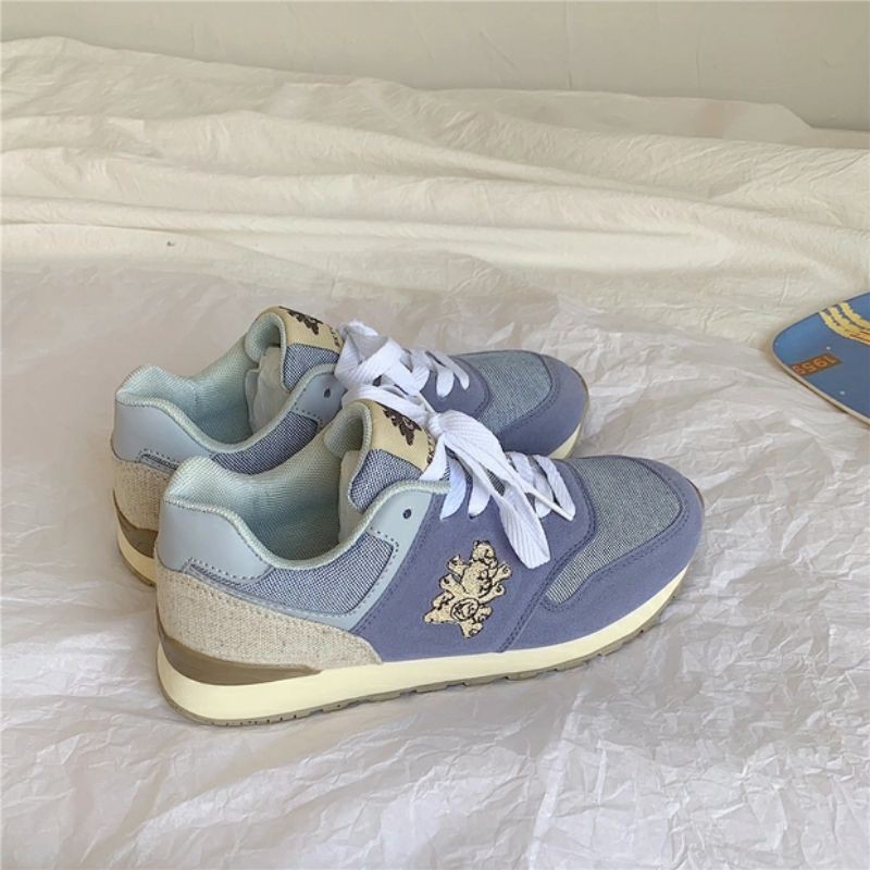 6:30PM Order Mã 023 Giày sneaker ulzzang dáng newbalance thêu hình gấu phối màu cute