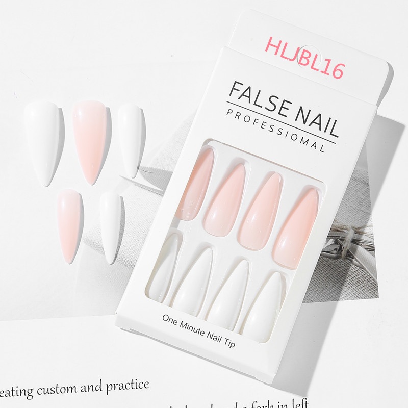 Set 24 móng tay dài đầu nhọn màu sáng