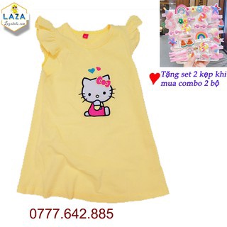 Váy đầm bé gái sang chảnh in hình hello kitty thun cotton chính phẩm sài gòn -Váy cho bé gái từ 9 đến 25kg