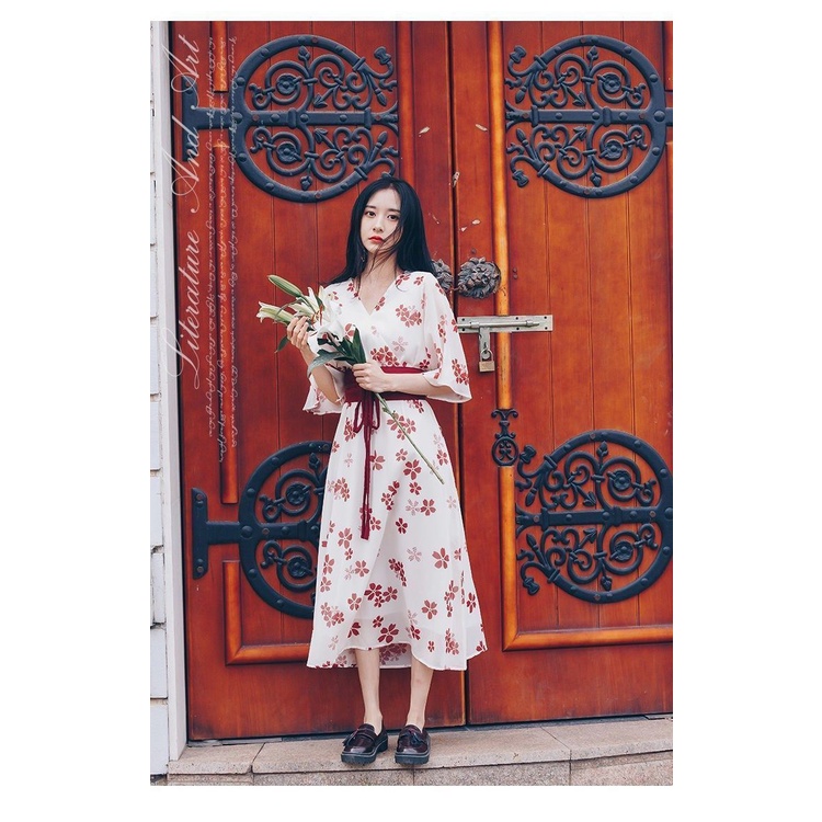 Đầm Nữ Dáng Chữ A Họa Tiết Hoa Phong Cách Vintage Thời Trang Quyến Rũ