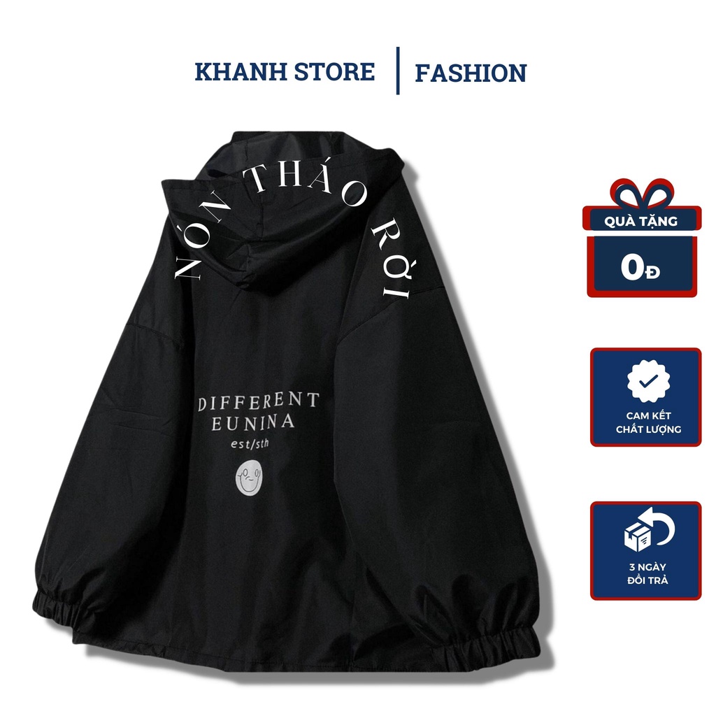Áo khoác dù Jacket,unisex. Nón tháo rời ulzzang, form rộng Hàn Quốc