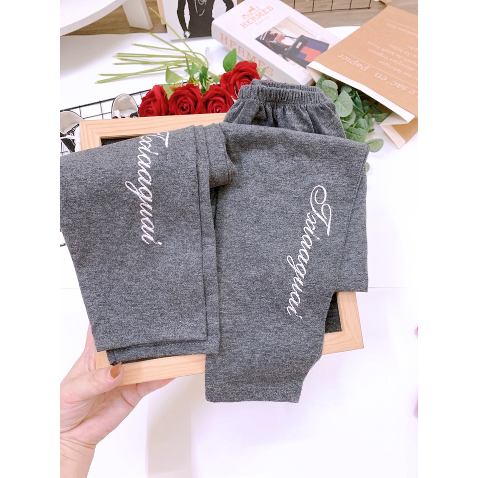 Quần legging bé gái  thêu chữ 16-33kg
