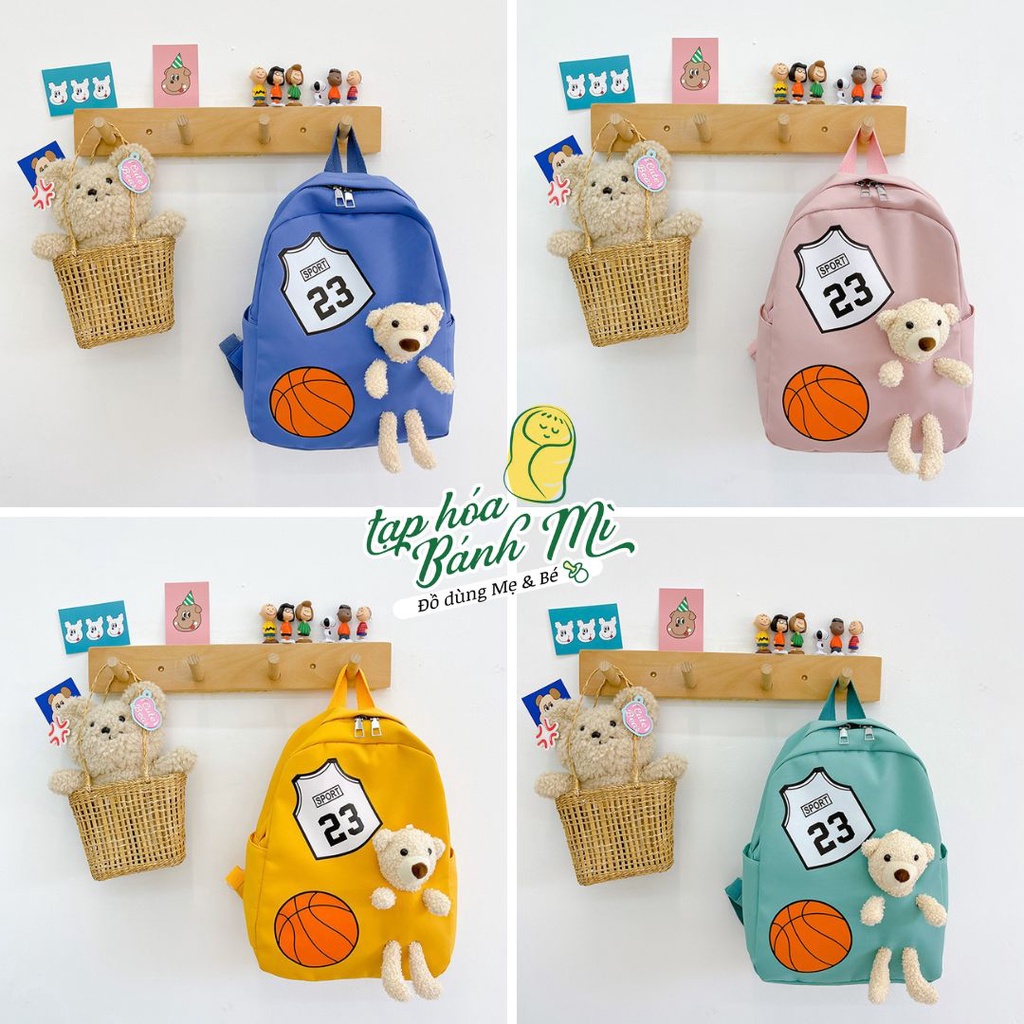 Balo học sinh kèm gấu bông nhỏ siêu cute cho bé đi học đi chơi