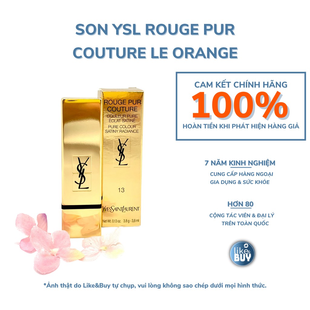 Son che khuyết điểm môi YSL Rouge Pur Couture Le Orange màu 13 - hàng nội địa Pháp