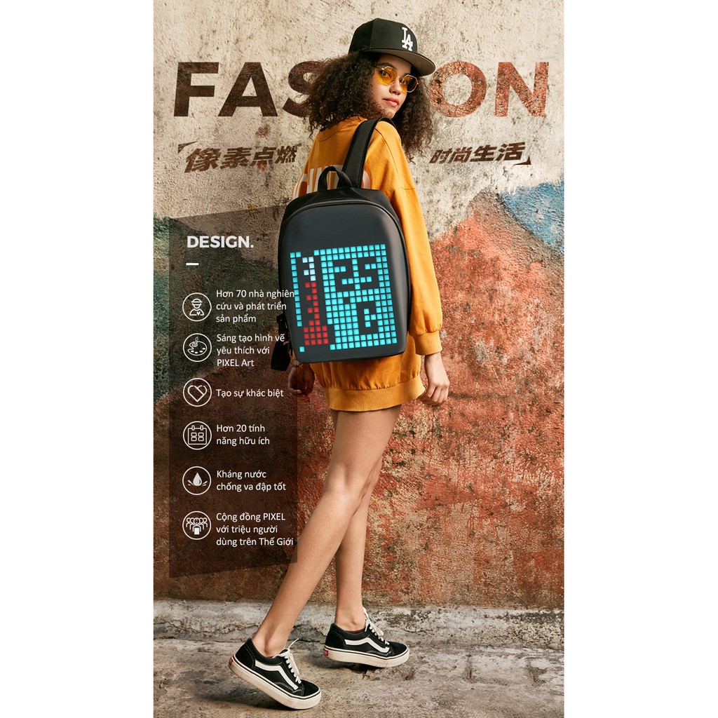 Balo Divoom Pixoo Backpack [CHÍNH HÃNG PHÂN PHỐI, BẢO HÀNH 1 NĂM]