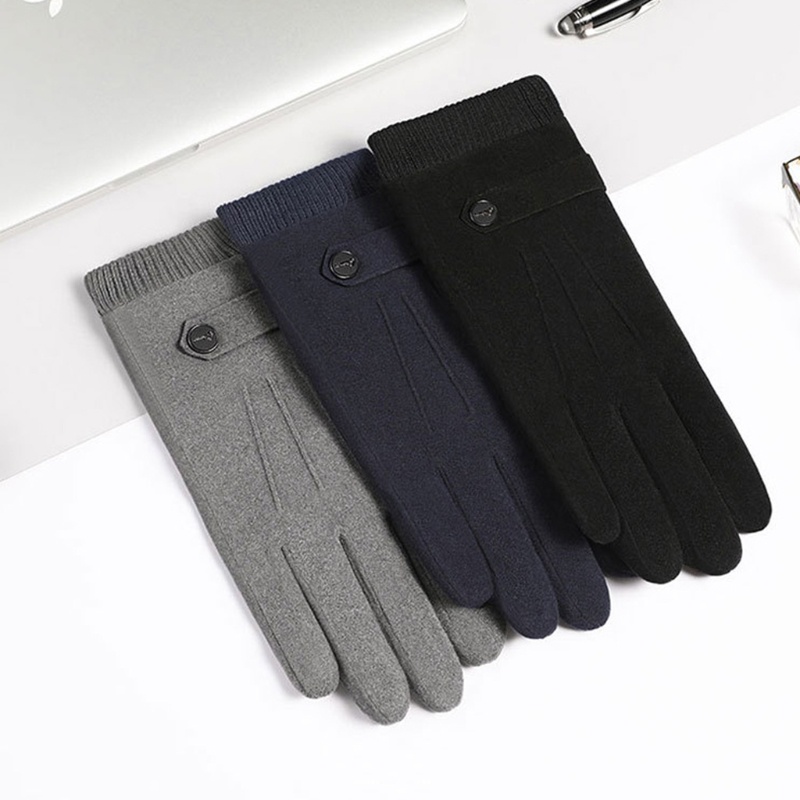 Găng Tay Da Lộn Giả Lót Lông Dày Dặn Giữ Ấm Mùa Đông Cho Nam Mi
