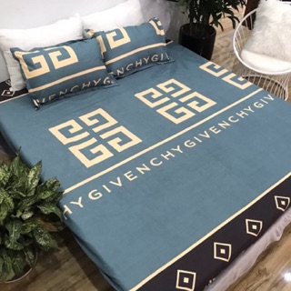 Bộ Ga Gối Cotton Poly 3 Món - GIVENCHY XANH