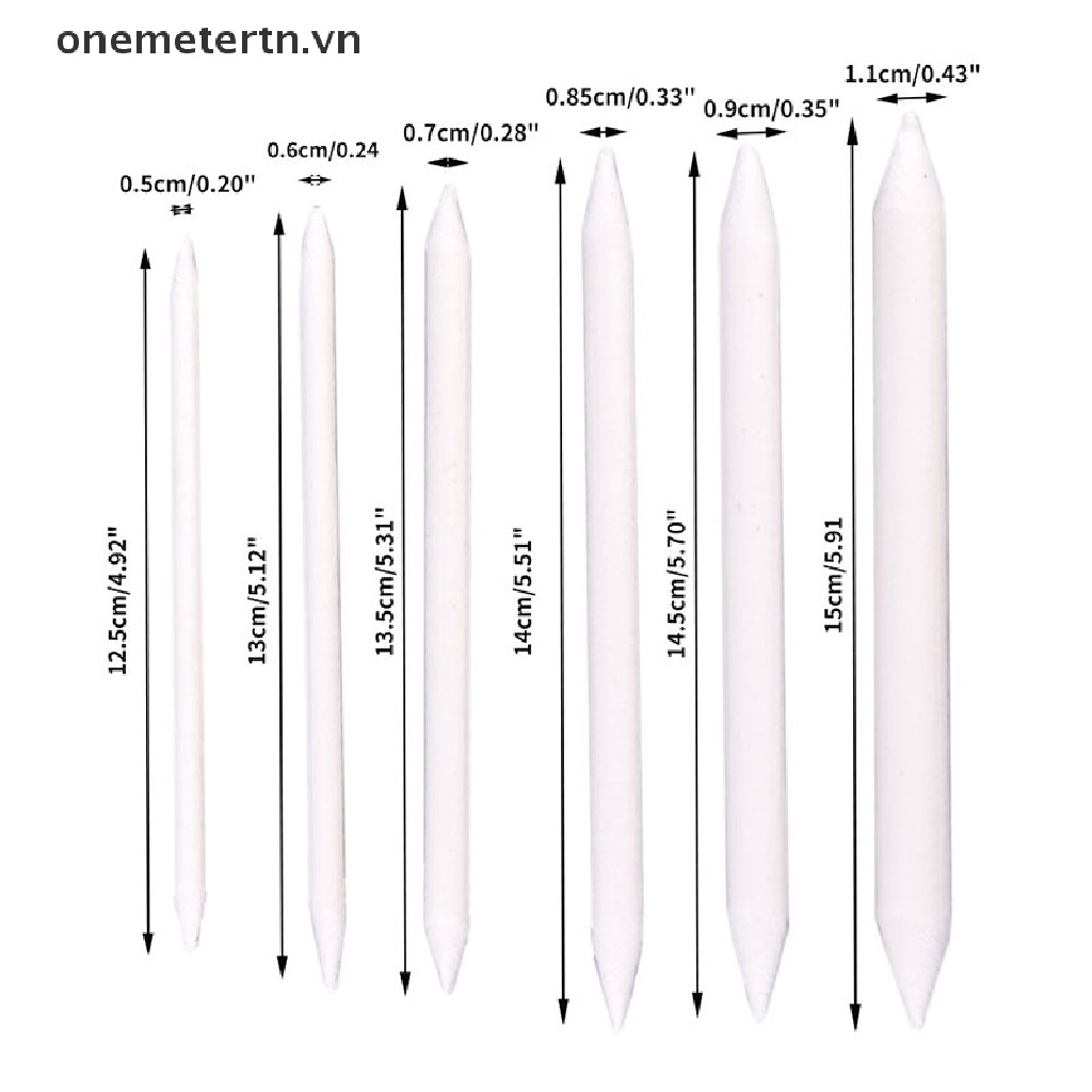 onemetertn  6pcs/set Blending Smudge Stump Stick Tortillon Sketch Art White Drawing Charcoal  VN