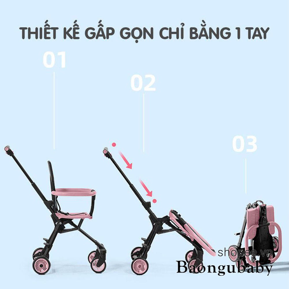 Xe đẩy gấp gọn VOVO PLAYKIDS / SCOOTER / KINLEE cho bé, không mái, xe đẩy du lịch tiện lợi cho trẻ em