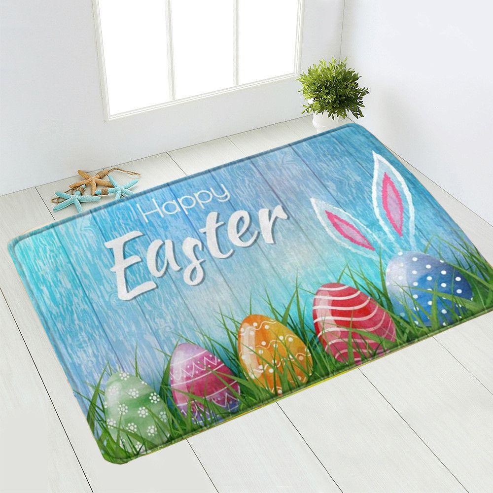 MUVAKO Thảm Lót Sàn Chống Trượt In Hình Thỏ Hoạt Hình Dễ Thương Trang Trí Nhà Cửa