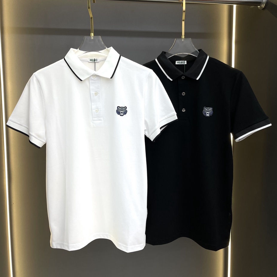 Áo polo Kenzo logo thêu mặt hổ sọc viền cổ tay LA 2022 on web