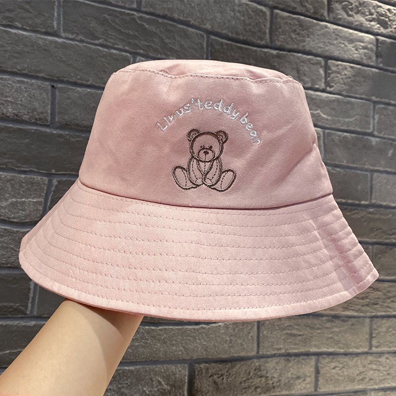 Mũ Bucket Thêu Hình Nón Tai Bèo Vành Cụp Gấu Teddy Bear 463 Nhiều Màu Sắc Ulzzang Form Unisex Nam Nữ - Hazo