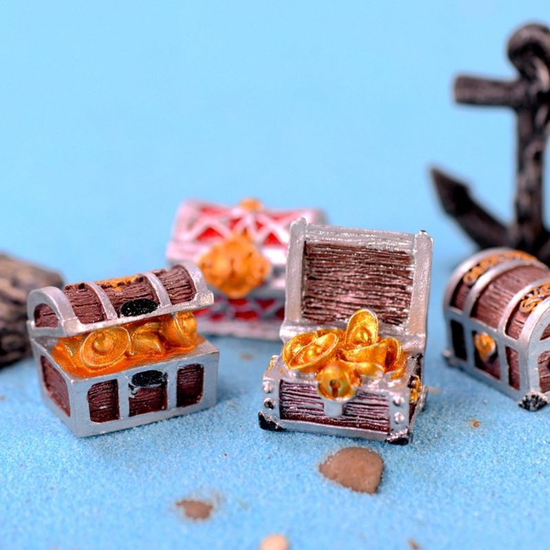 Trang trí bể thủy sinh, cá, tép, tiểu cảnh, hòn non bộ - Mô hình rương kho báu