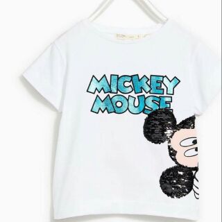 Phông zara mickey đính cườm đen 3-9y