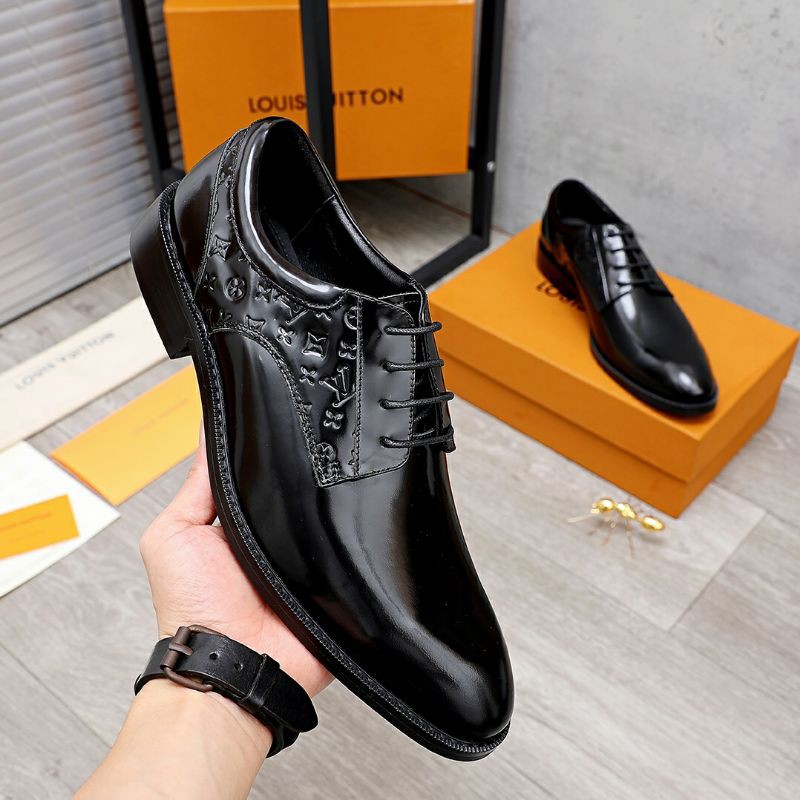 Giày lười nam da cao cấp phối in nổi logo LV VL