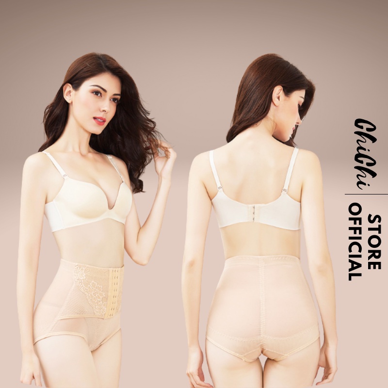 Quần Lót Nữ Thun Lạnh Gen Nịt Bụng Cạp Cao Có Móc Cài Thon Gọn Eo Định Hình Vòng 2 CHICHIBRA 668