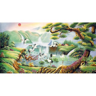 Tranh gắn đá toàn bộ tự làm - Tranh tùng hạc diên niên