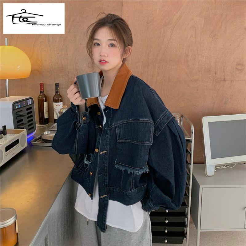 Áo Khoác Denim Dáng Ngắn Phong Cách Retro Đường Phố Thời Trang Thu Xuân Dành Cho Nữ 2022