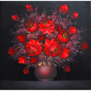Tranh in canvas VTC LunaCV-0210 - lọ hoa đỏ, 40 x 40cm