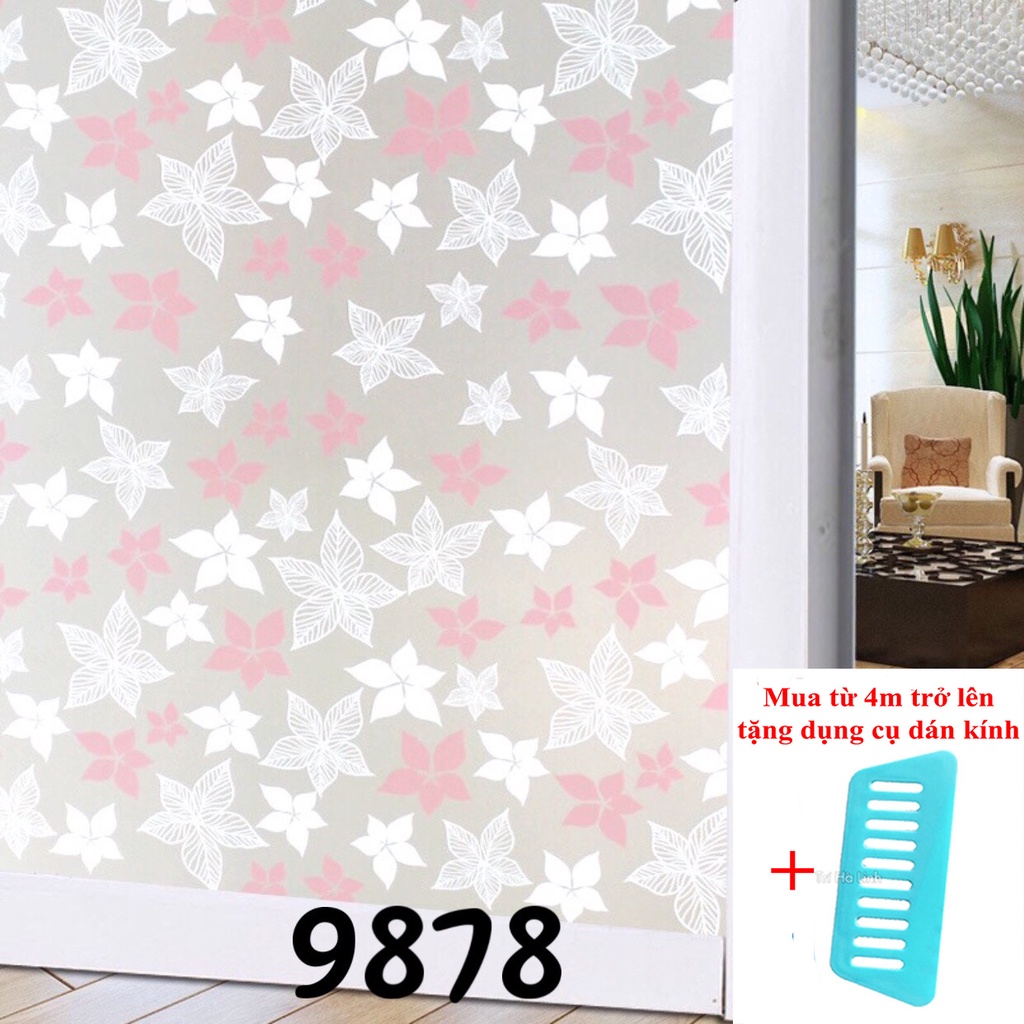 Giấy dán kính mờ khổ 90cm hoặc 45cm dài đặt theo số lượng x1m mã 9878 hình lá phong đỏ