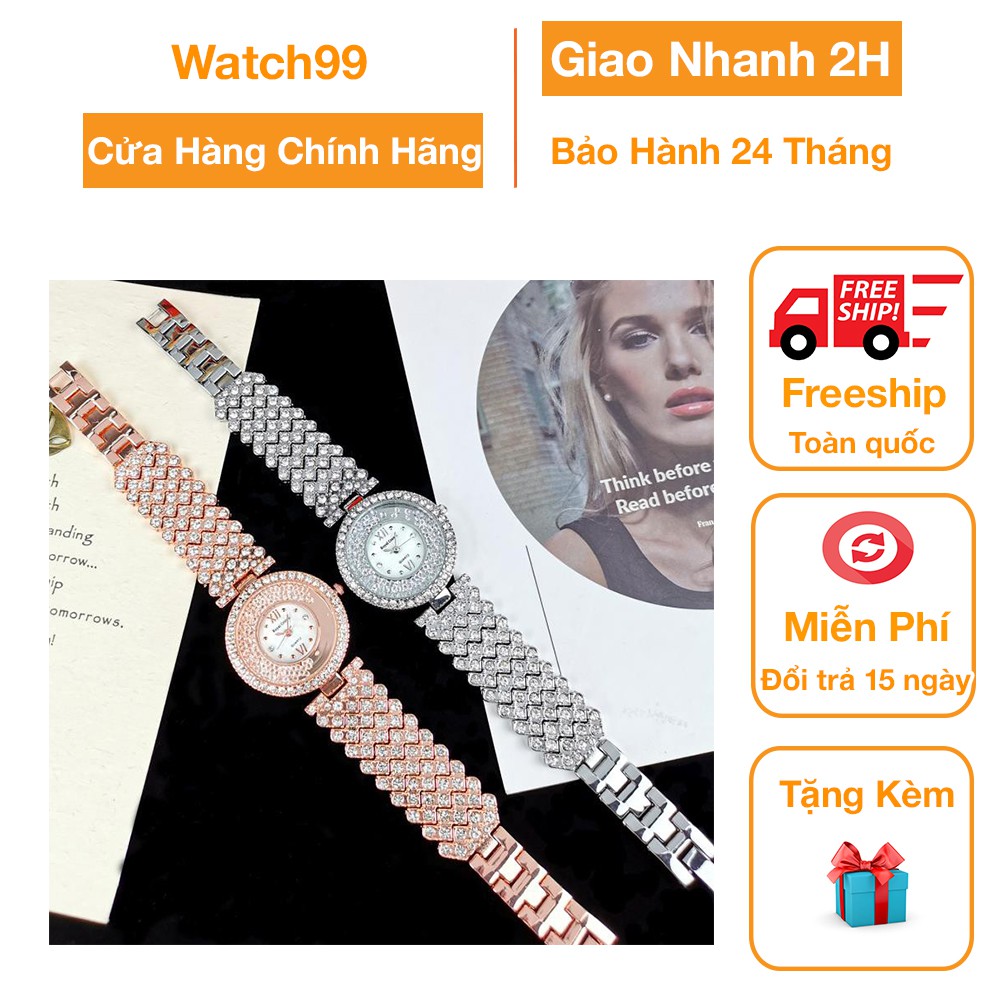 Đồng Hồ Nữ Chính Hãng Dây Kim Loại Đính Đá Royal Crown 2606 Jewelry Chống Nước Chố